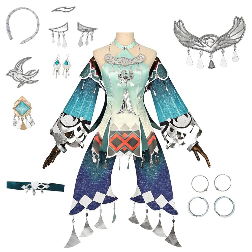 Amazon.co.jp: [Briskyjp] 原神 藍硯 コスプレ衣装 ウィッグ付き